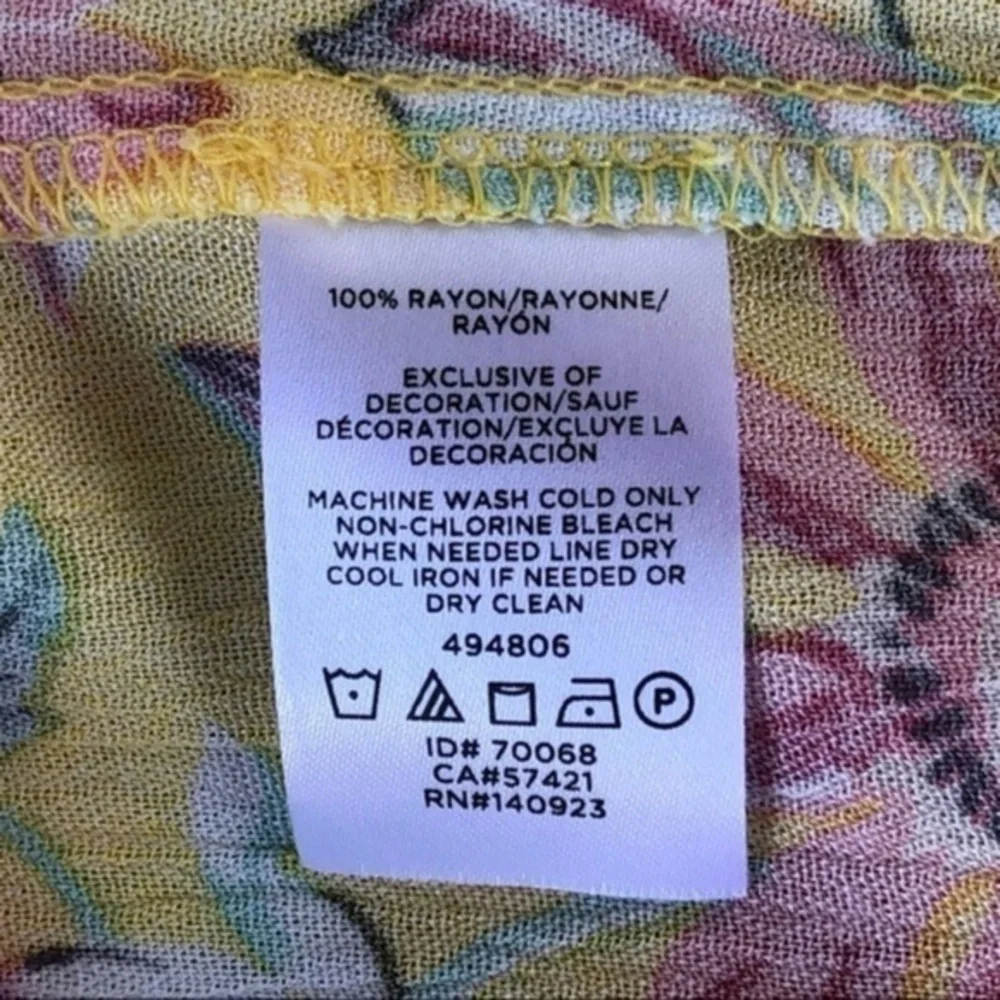 NWT LOFT Beach Floral Tassel Tie Button Down Sheer Yellow Pink Cover Up 🏖️